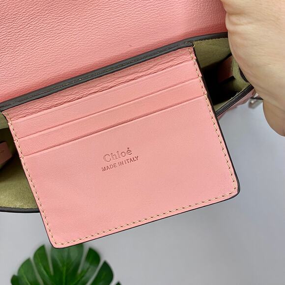 Chloe Blush Mini Faye Wallet Chain Leather Crossbody Bag Purse Chloé Micro WOC - Picture 10 of 12